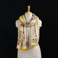 Ranihati Chanderi Silk Hand Embroidered Stole with Pom Pom 240