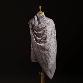 Pochampally Ikat Pure Handwoven Merino Wool x Silk Shawl 01