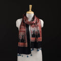 Ajrakh Hand Block Print Natural Dyed Mashru Silk Stole 03