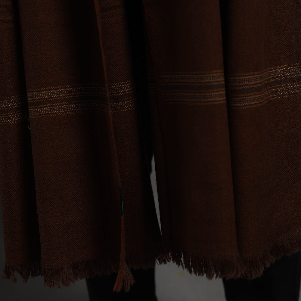 Brown - Kumaun Handwoven Pure Merino Wool Shawl for Men 08