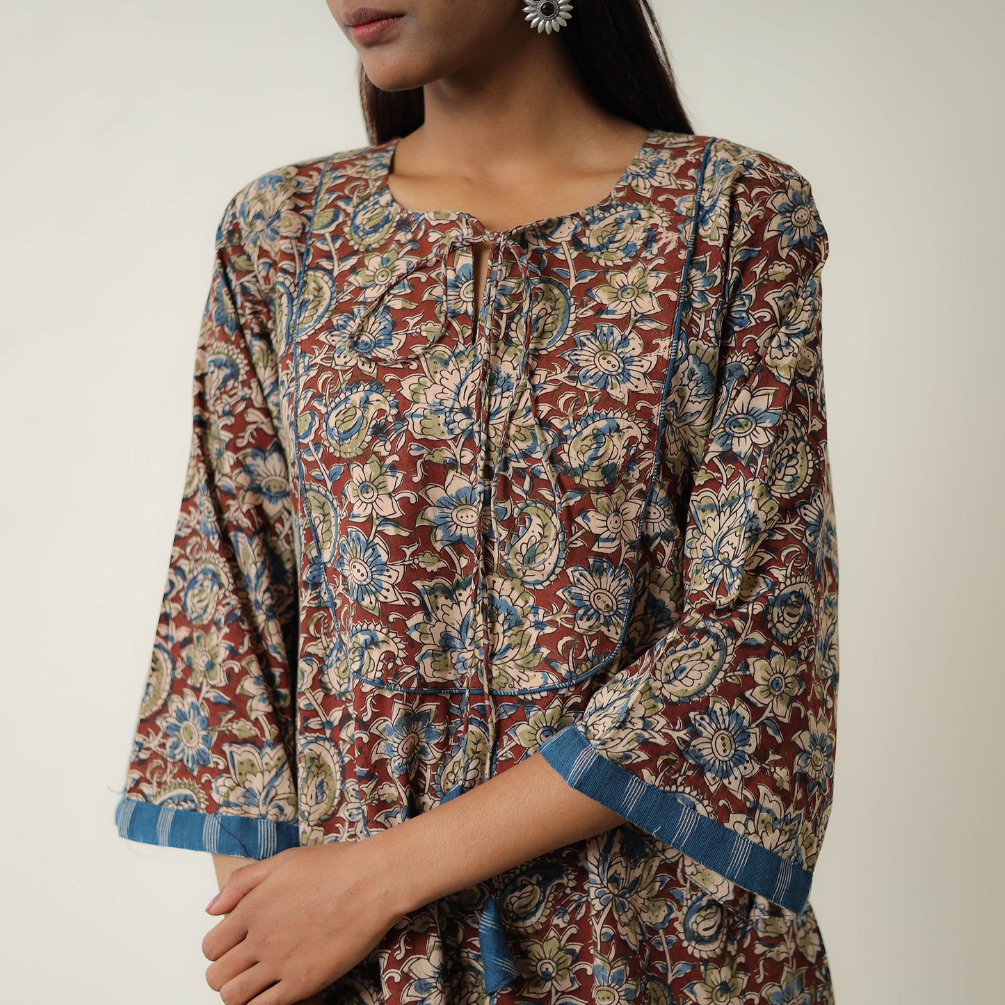 Natural Dyed Block Print Cotton Kalamkari Kurta 08