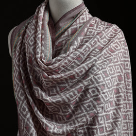 Pochampally Ikat Pure Handwoven Merino Wool x Silk Shawl 01