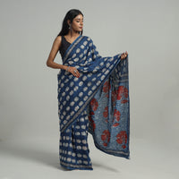 Bindaas Natural Dyed Block Print Cotton Saree 01