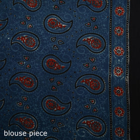 Ajrakh Hand Block Print Natural Dyed Pure Mul Cotton Saree 04