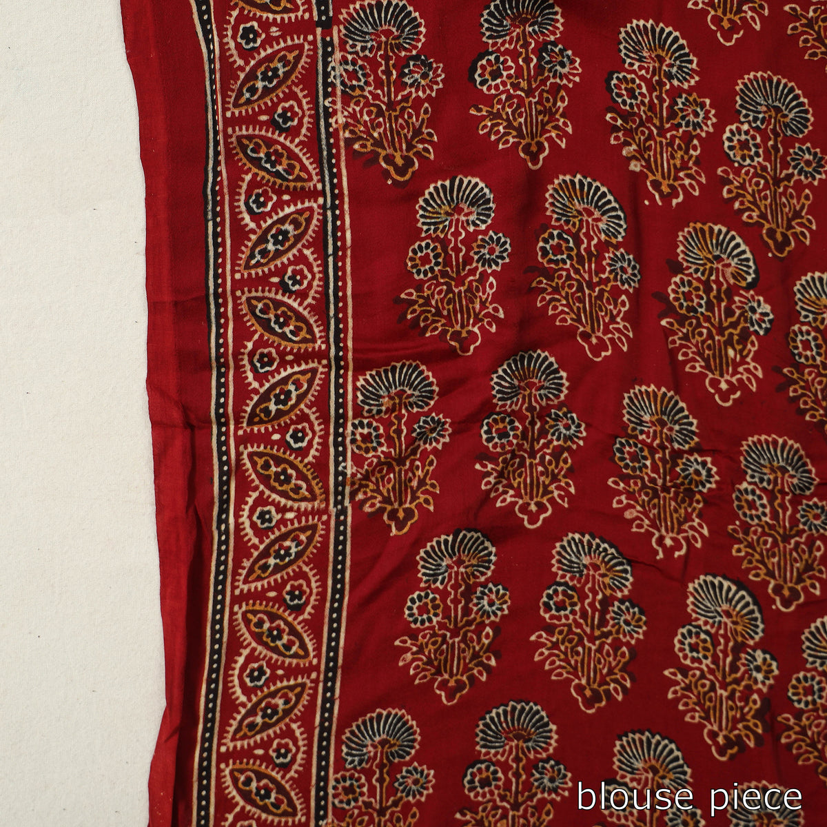 Red - Modal Silk Block Printed Ajrakh Saree with Zari Border 71