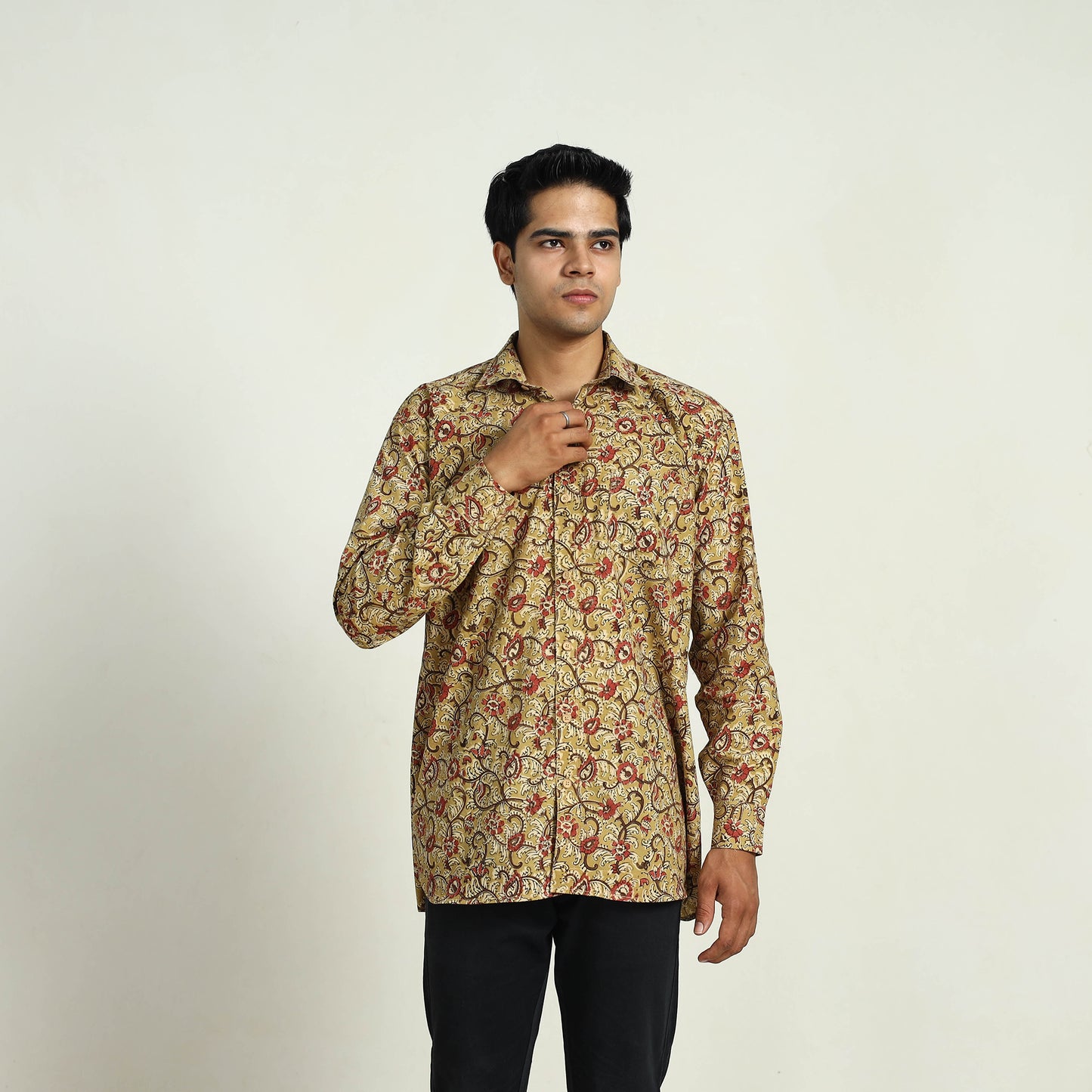 Pedana Block Print Cotton Men Kalamkari Shirt 01