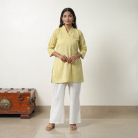 Rasika Pastel Yellow Flex Cotton Short Plain Kurta