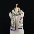 Ranihati Chanderi Silk Hand Embroidered Stole with Pom Pom 241