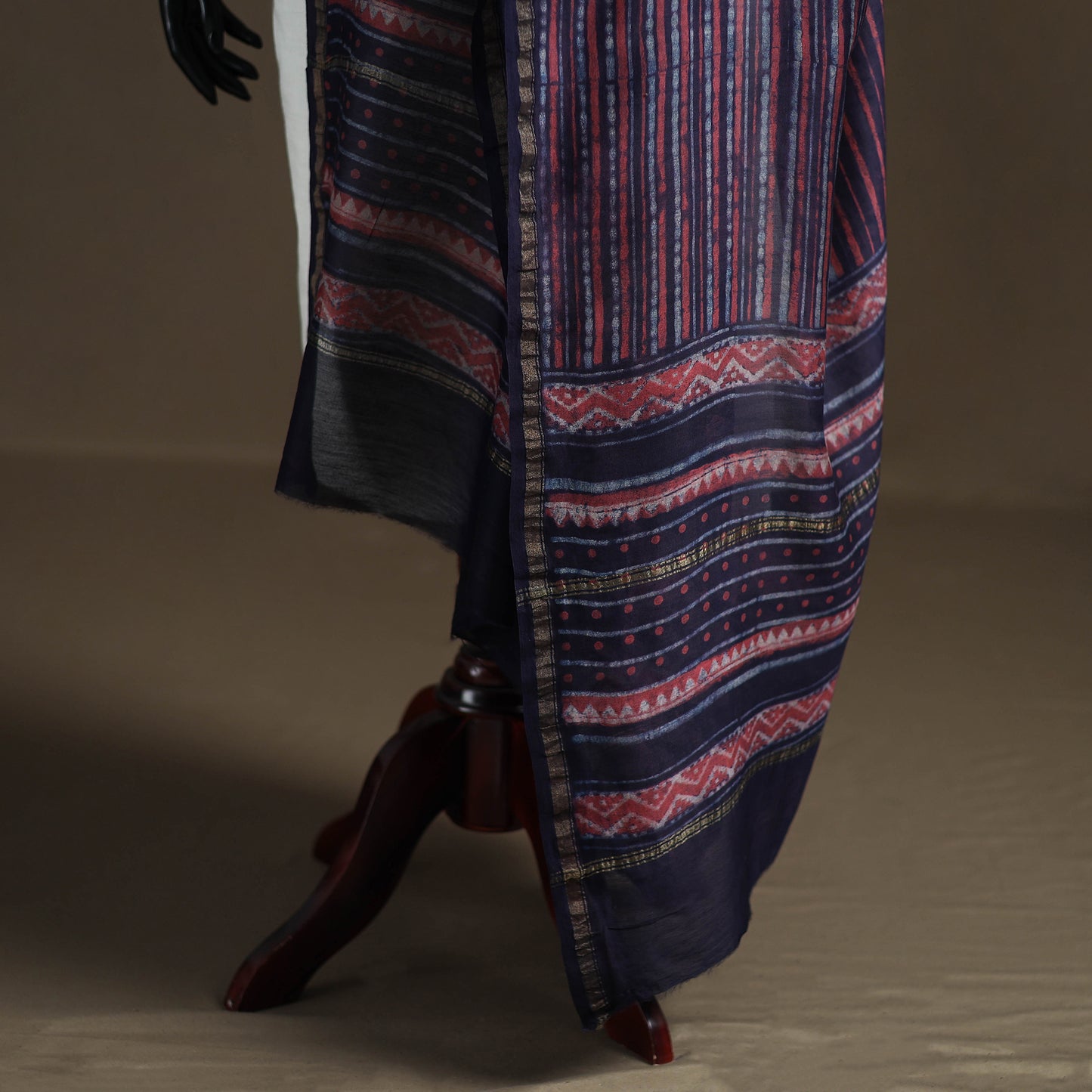 Akola Dabu Hand Block Print Chanderi Silk Handloom Dupatta 18