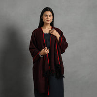 Maroon - Kumaun Handwoven Pure Merino Wool Shawl for Women 21