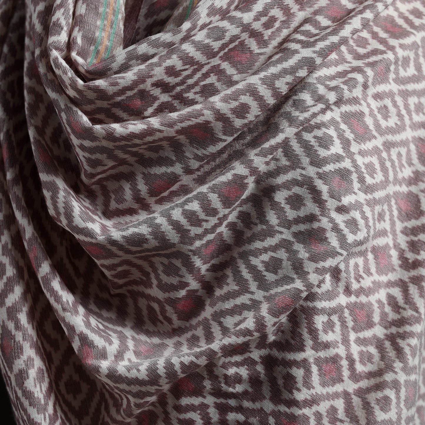 Pochampally Ikat Pure Handwoven Merino Wool x Silk Shawl 01