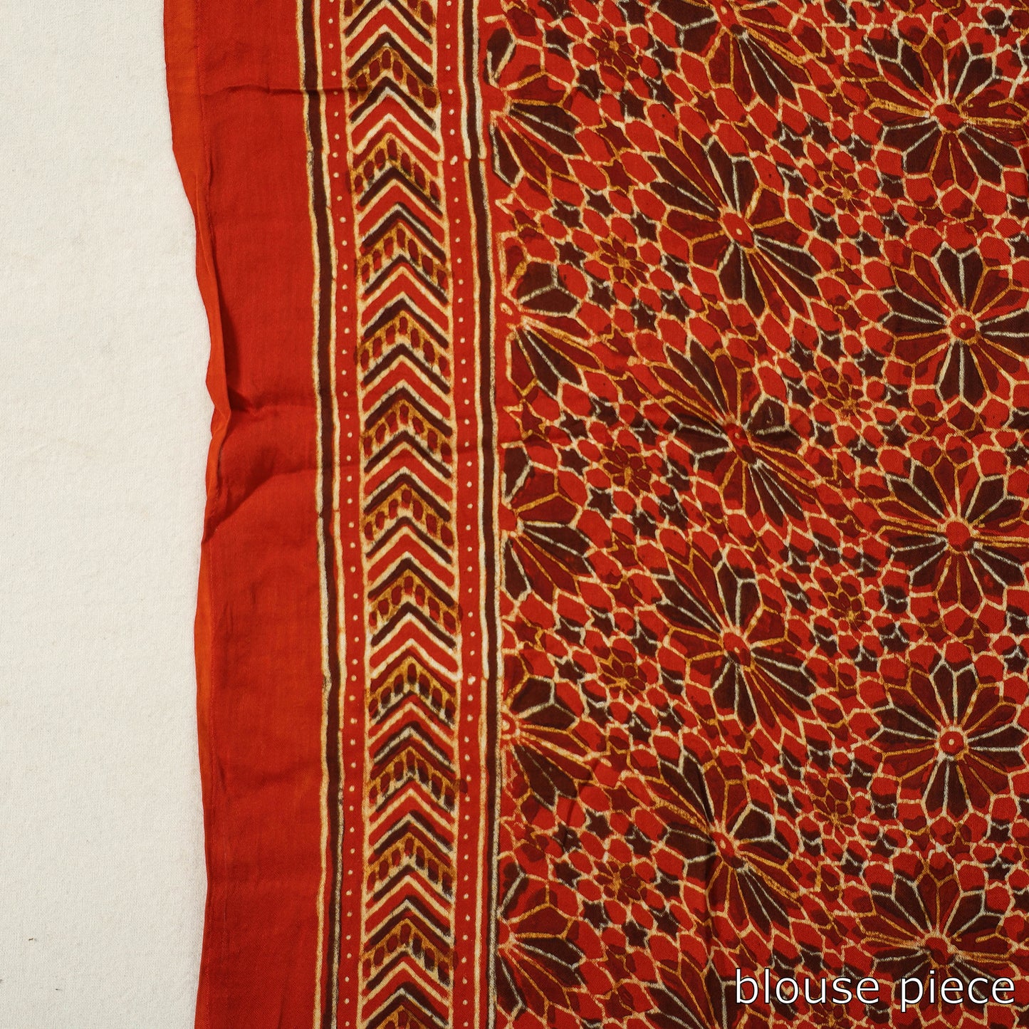 Red - Modal Silk Block Printed Ajrakh Saree with Zari Border 72