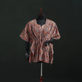 Red - Kalamkari Hand Block Print Natural Dyed Cotton Kaftan (Short) 32