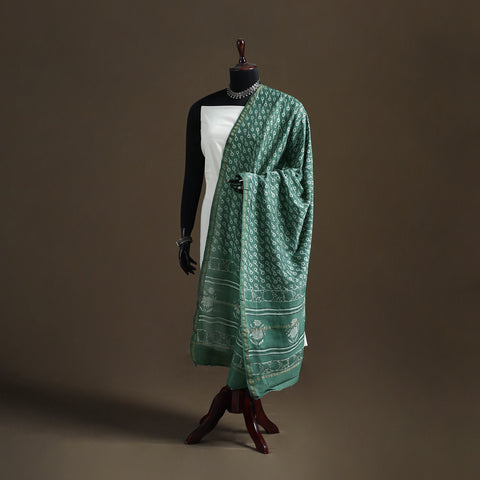Akola Dabu Hand Block Print Chanderi Silk Handloom Dupatta 19