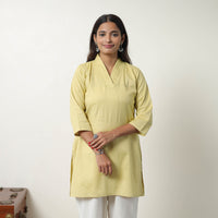 Rasika Pastel Yellow Flex Cotton Short Plain Kurta