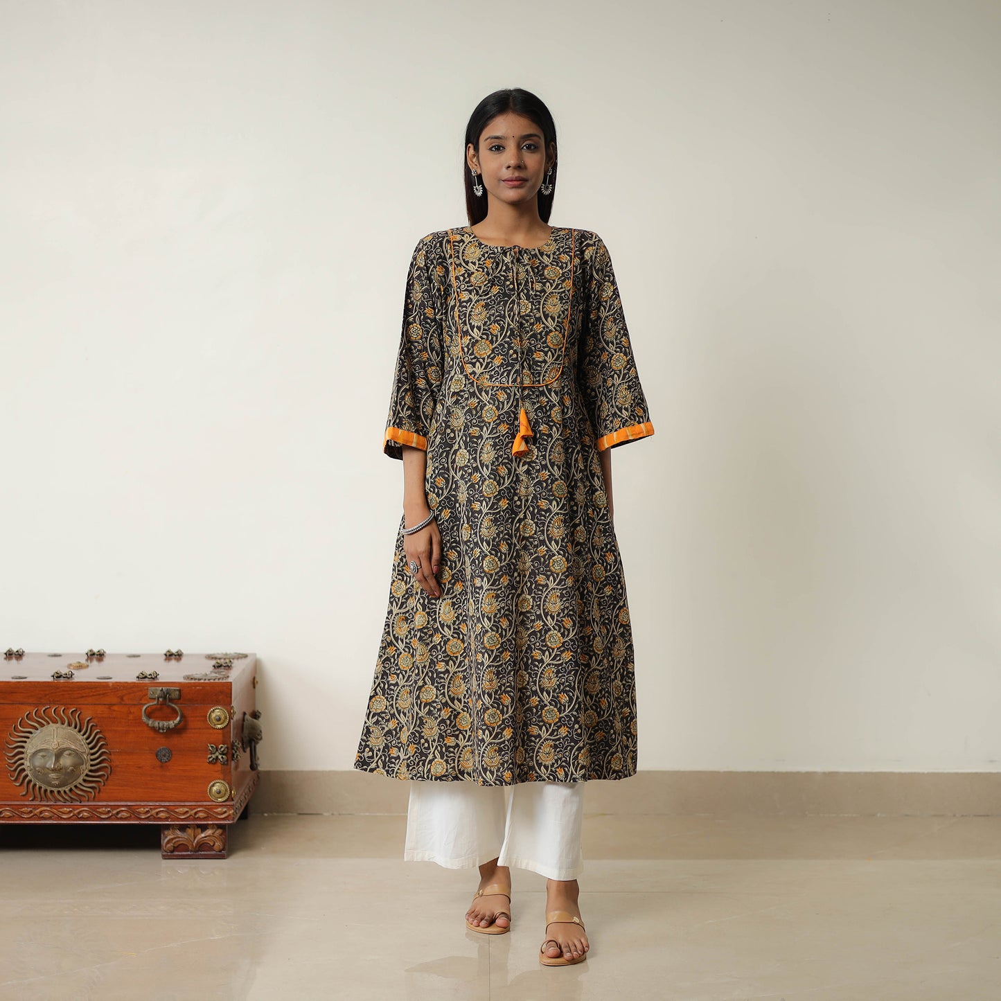 Natural Dyed Block Print Cotton Kalamkari Kurta 06