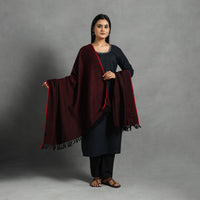 Maroon - Kumaun Handwoven Pure Merino Wool Shawl for Women 21