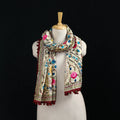 Ranihati Chanderi Silk Hand Embroidered Stole with Pom Pom 244