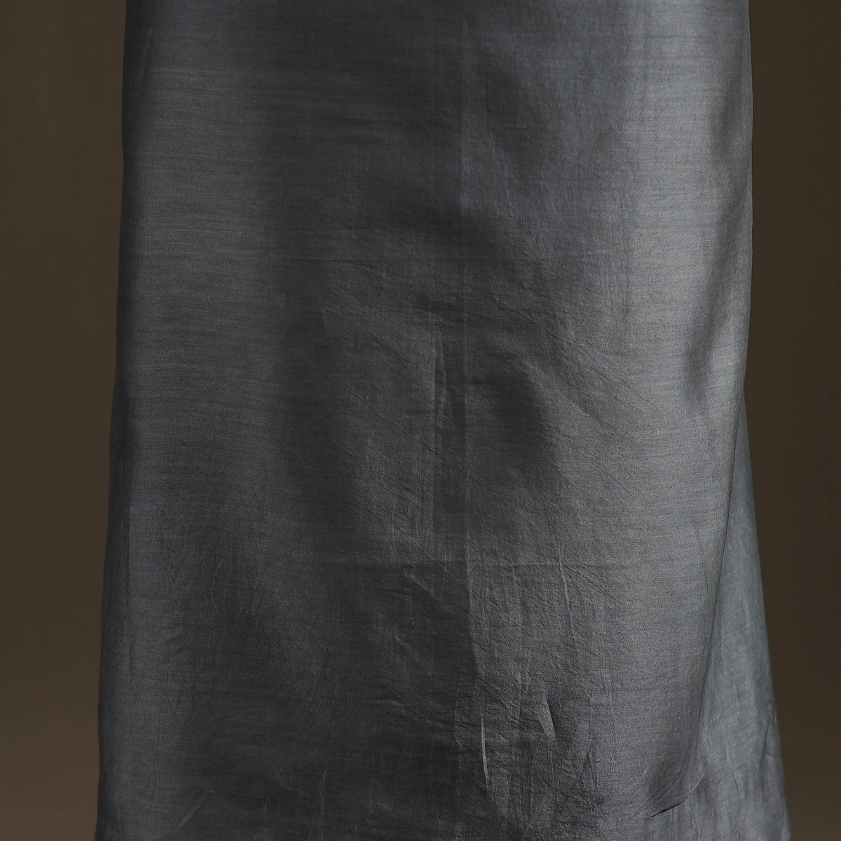 Grey - Handpainted Srikalahasti Handloom Chanderi Silk Unstitched Kurta (2.3M) 26