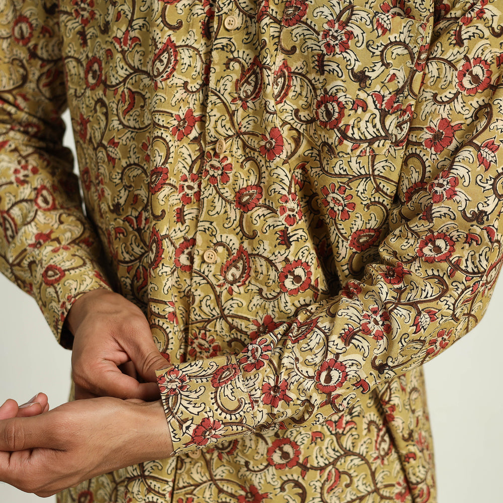 Pedana Block Print Cotton Men Kalamkari Shirt 01