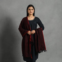 Maroon - Kumaun Handwoven Pure Merino Wool Shawl for Women 21