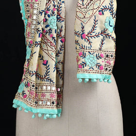 Ranihati Chanderi Silk Hand Embroidered Stole with Pom Pom 245