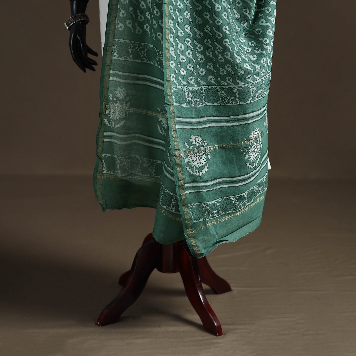 Akola Dabu Hand Block Print Chanderi Silk Handloom Dupatta 19