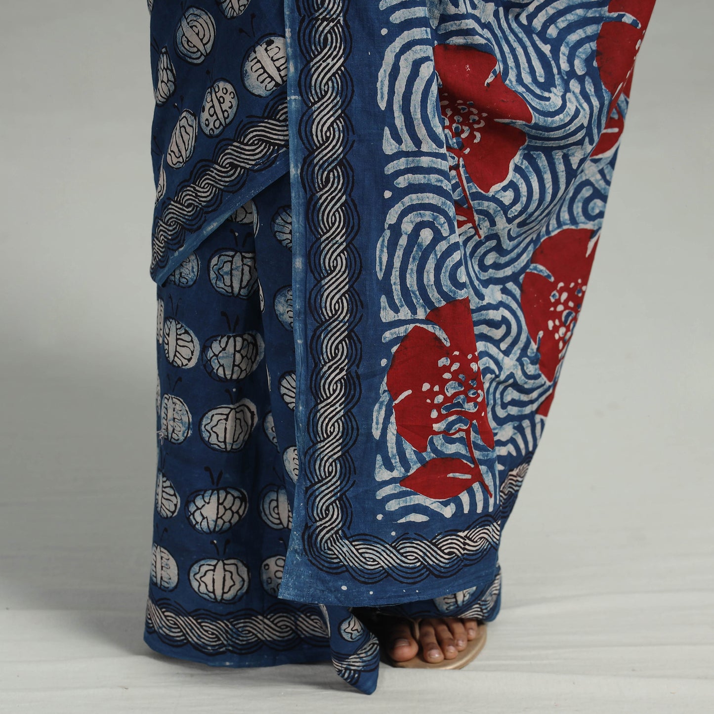 Bindaas Natural Dyed Block Print Cotton Saree 01