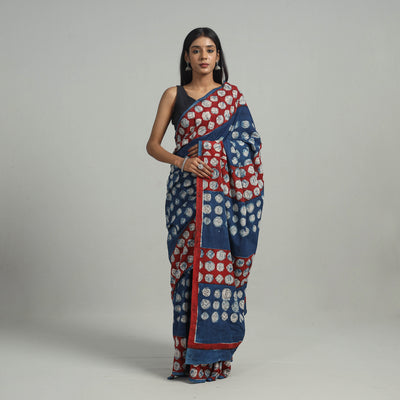 Bindaas Natural Dyed Block Print Cotton Saree 02