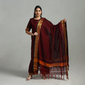 Maroon - Cotton Dharwad Kurta Set with Palazzo & Dupatta 10