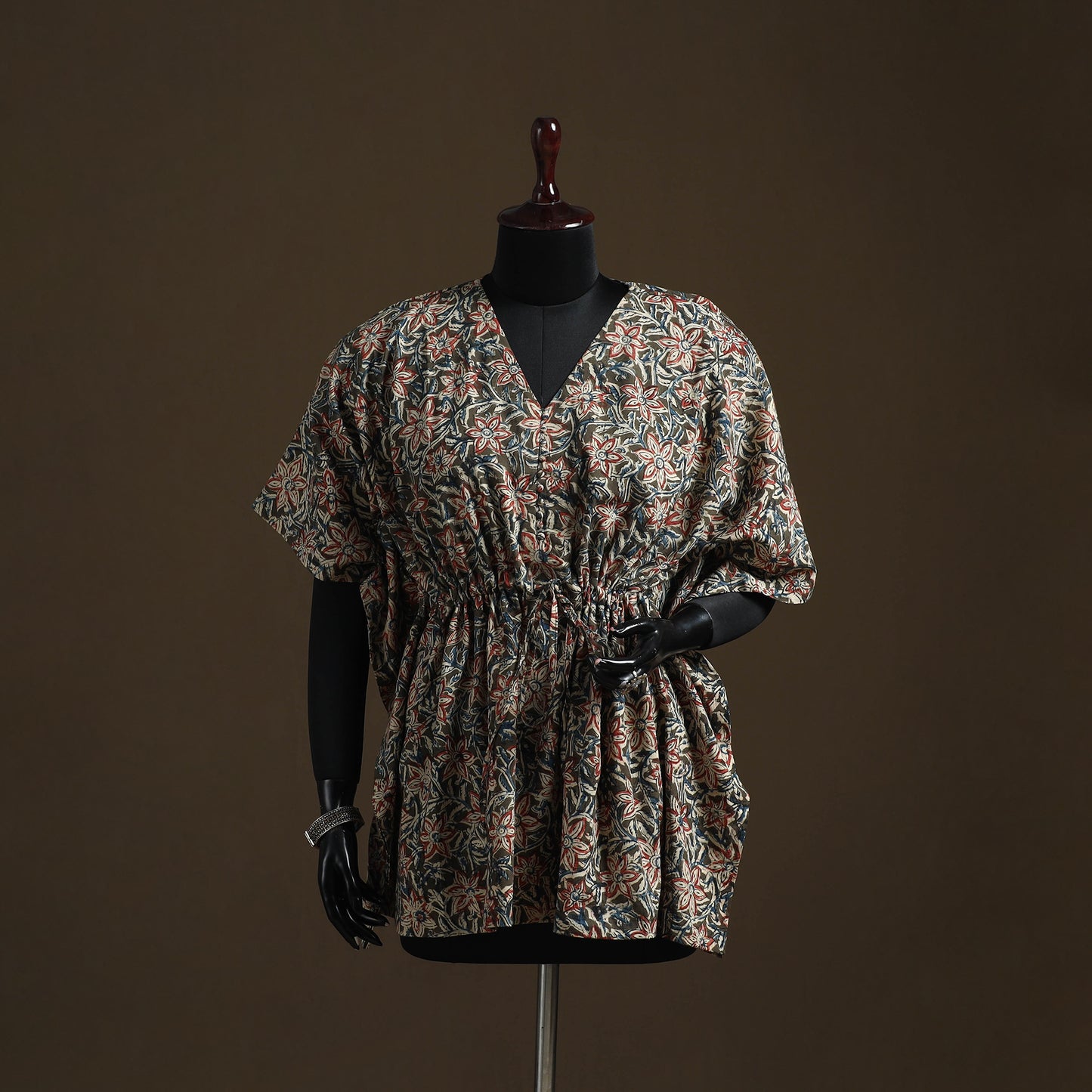 Natural Dyed Hand Block Kalamkari Print Cotton Kaftan (Short) 59