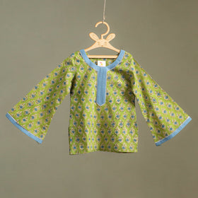 Girls Gota Work Floral Block Print Cotton Kurta with Sharara Set (3-4 Years) 18