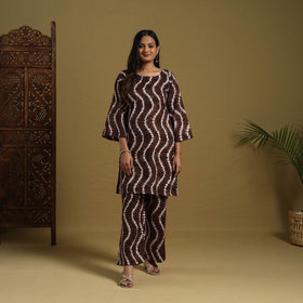 Buy Brown Tie & Dye Cotton Shibori Co-Ord Set Online