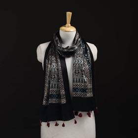 Ajrakh Hand Block Print Natural Dyed Mashru Silk Stole 08