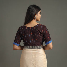 Maroon - pochampally cotton stitched ikat blouse 11