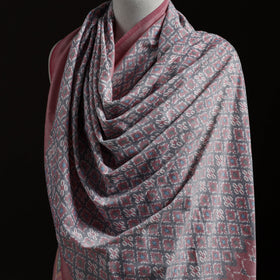 Pochampally Ikat Pure Handwoven Merino Wool x Silk Shawl 02