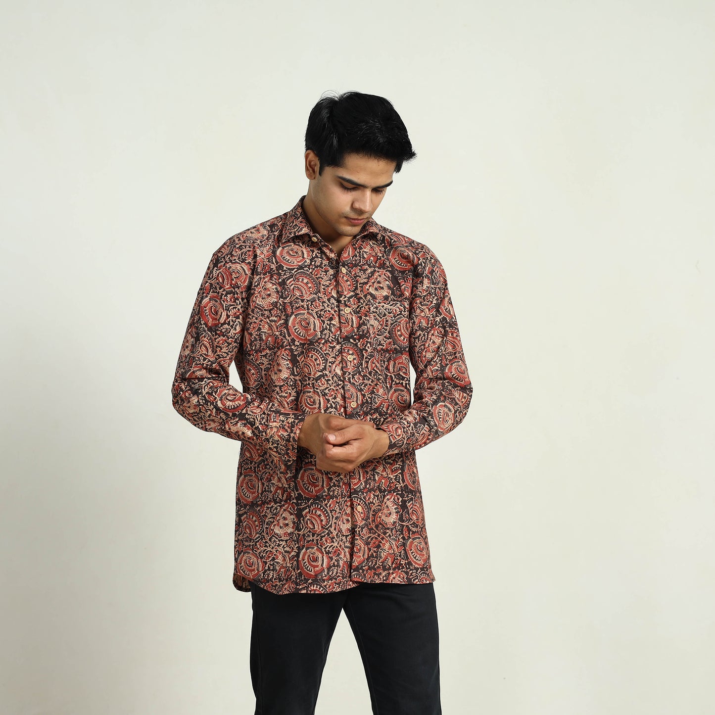 Pedana Block Print Cotton Men Kalamkari Shirt 04