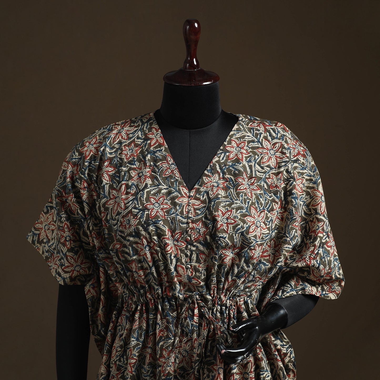 Natural Dyed Hand Block Kalamkari Print Cotton Kaftan (Short) 59