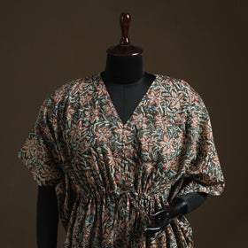 Natural Dyed Hand Block Kalamkari Print Cotton Kaftan (Short) 59