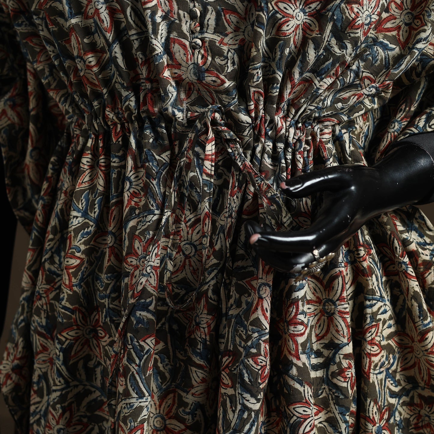 Natural Dyed Hand Block Kalamkari Print Cotton Kaftan (Short) 59