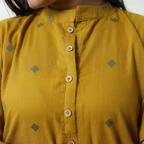 Yellow - Jacquard Cotton A-Line Kurta 24