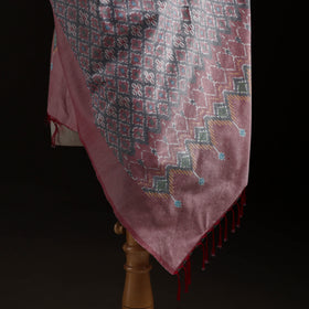 Pochampally Ikat Pure Handwoven Merino Wool x Silk Shawl 02