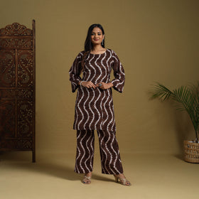 Buy Brown Tie & Dye Cotton Shibori Co-Ord Set Online