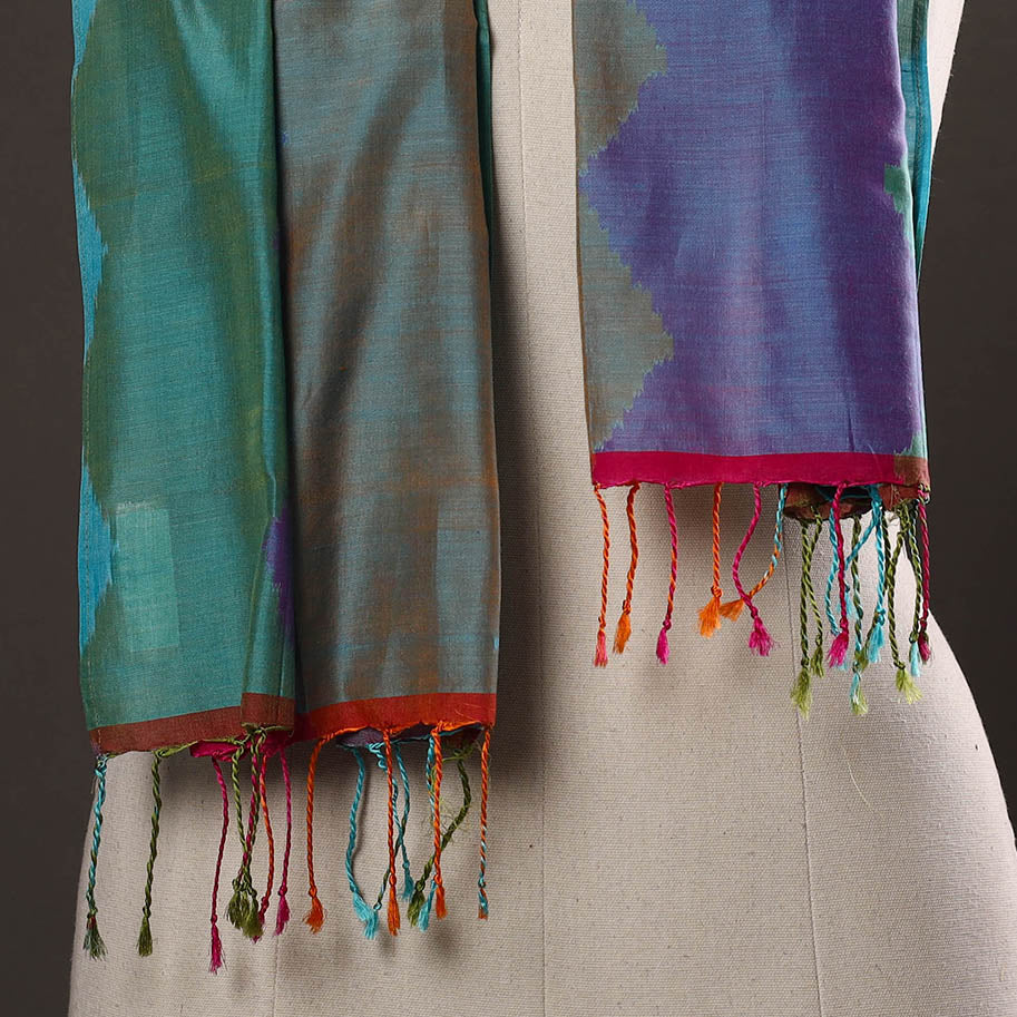 Multicolor - Handloom Silk Cotton Pochampally Ikat Stole 01