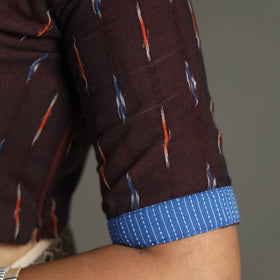 Maroon - pochampally cotton stitched ikat blouse 11