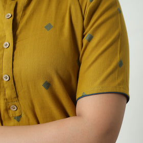 Yellow - Jacquard Cotton A-Line Kurta 24