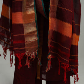 Maroon - Cotton Dharwad Kurta Set with Palazzo & Dupatta 10