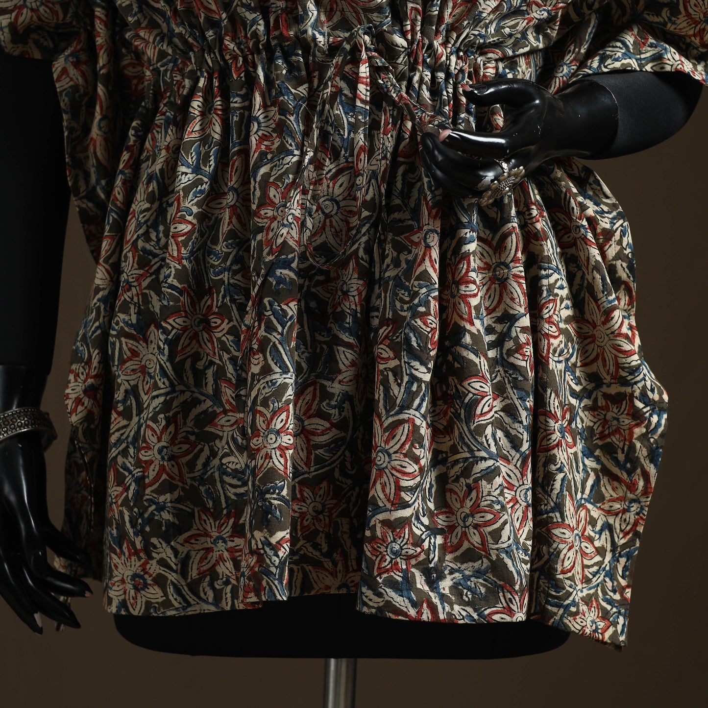 Natural Dyed Hand Block Kalamkari Print Cotton Kaftan (Short) 59