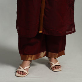 Maroon - Cotton Dharwad Kurta Set with Palazzo & Dupatta 10