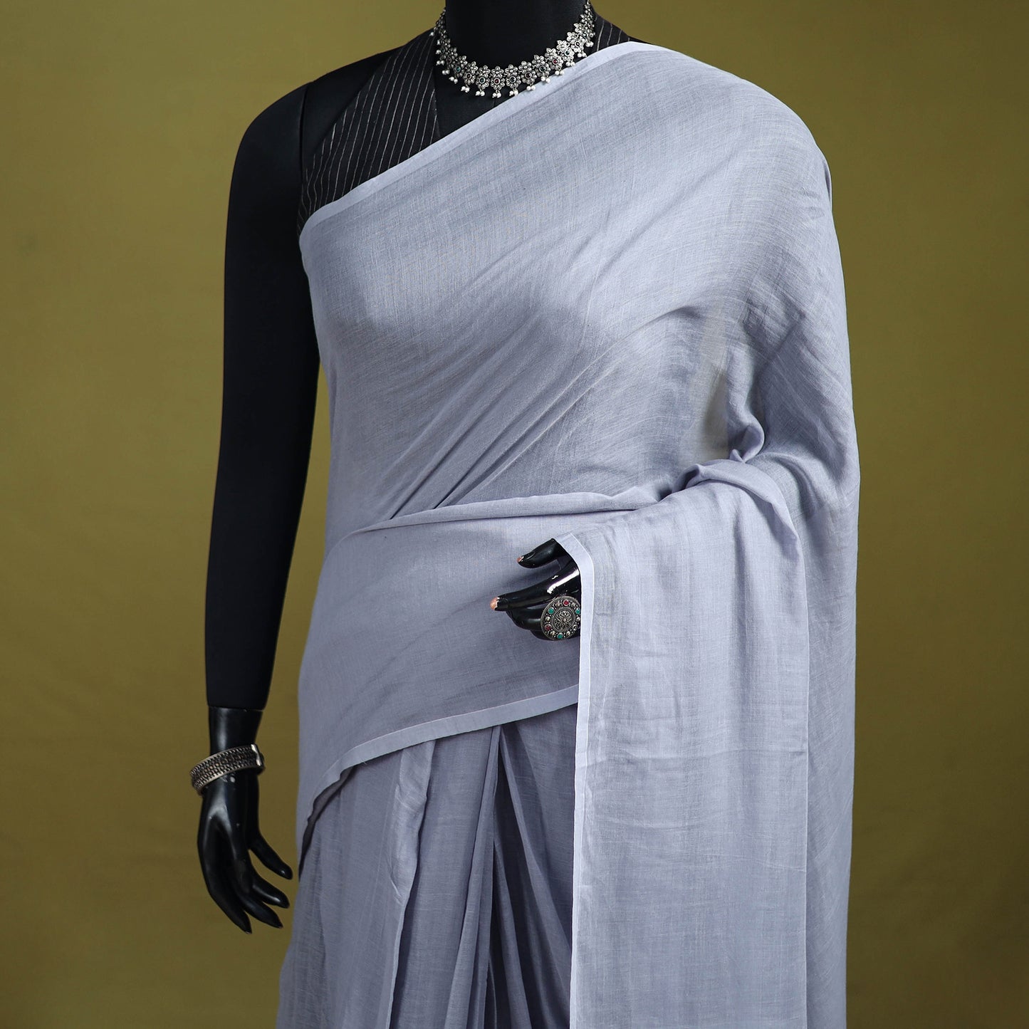 Plain Pure Mul Cotton Ready To Wear Saree 04